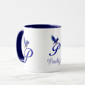 Mug Bluebird Monogram Initial P Elegant Personalized (Devant gauche)
