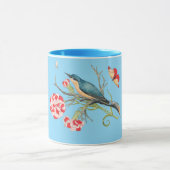 Mug Bluebird sur les oeillets, illustration vintage, (Centre)