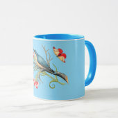 Mug Bluebird sur les oeillets, illustration vintage, (Devant droit)
