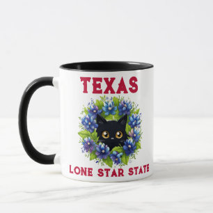 Mug Bluebonnets Cute Cat Texas Fleurs Lupine