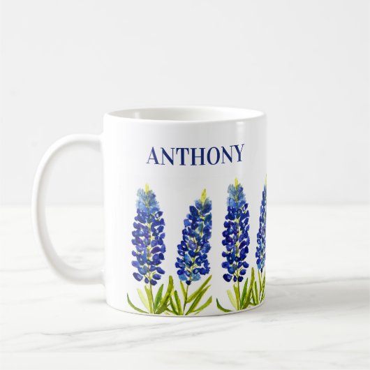 Mug Bluebonnets Texas State Flowers Lupine Watercolor (Gauche)