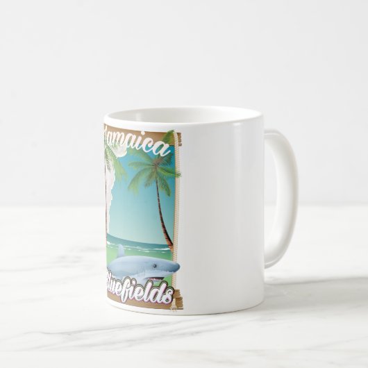 Mug Bluefields, affiche de vacances à la plage en Jama (Devant droit)