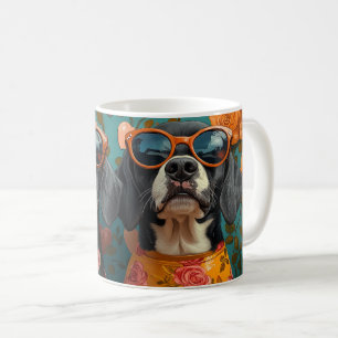 Mug Bluetick Coonhound avec le Rose de coeur Saint Val