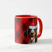 Mug Bluetick Coonhound Buffalo Holiday Plaid Christmas (Devant droit)