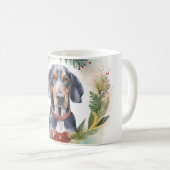 Mug Bluetick Coonhound Christmas Wreath Festive Pup (Devant droit)