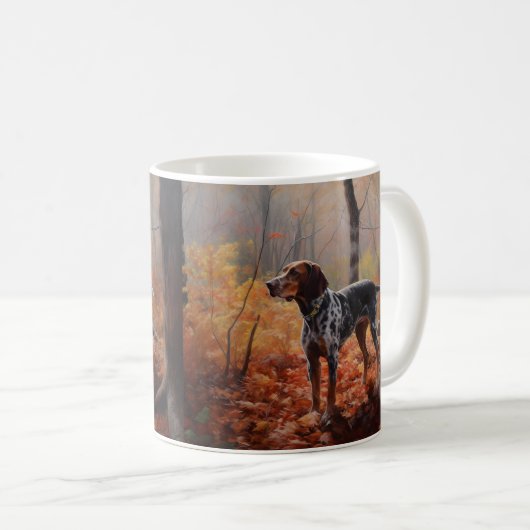 Mug Bluetick Coonhound en automne Leaves automne Inspi (Devant droit)