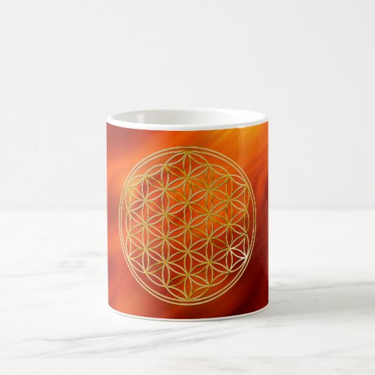 Mug Blume des Lebens | klein vagues rouge BG (Centre)