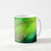 Mug Blume des Lebens | klein vagues vert BG (Devant droit)