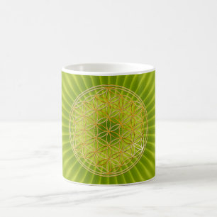 Mug Blume des Lebens klein vert radial BG