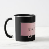 Mug Blush Élégant Faux Or Rose | Nom & Initiales (Gauche)