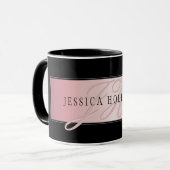 Mug Blush Élégant Faux Or Rose | Nom & Initiales (Devant gauche)