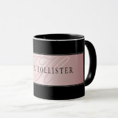 Mug Blush Élégant Faux Or Rose | Nom & Initiales (Devant droit)