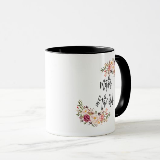 Mug Blush Floral écriture manuscrite mère de la mariée (Devant droit)