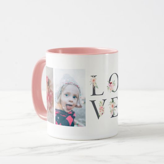 Mug Blush Floral LOVE 4 Photo (Devant gauche)