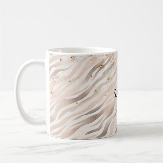 Mug Blush Glitzy Gold Sparkle Zebra (Gauche)