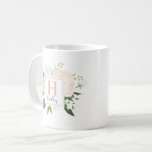 Mug Blush Gold Bouquet Floral Monogramme (Devant gauche)