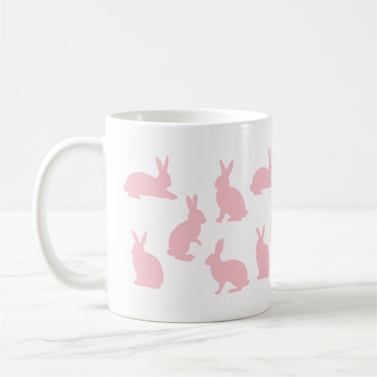 Mug Blush Pink Bunnies With Custom Monogram Easter (Gauche)