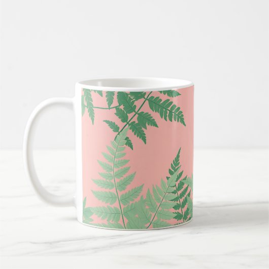 Mug Blush Pink Fern Leaf Botanical Sage Green Modern (Gauche)