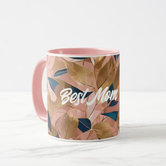 Mug Blush Pink Gold Boho Collection Feuille populaire (Devant gauche)
