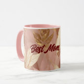 Mug Blush Pink Gold Collection Feuille tendance Boho (Devant gauche)
