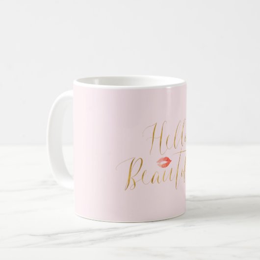 Mug Blush Pink Gold Hello Belles lèvres (Devant gauche)