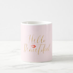 Mug Blush Pink Gold Hello Belles lèvres