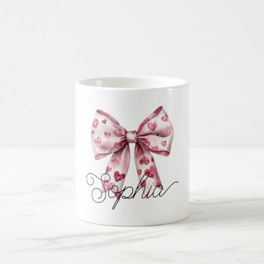 Mug Blush Pink Red Hearts Bow (Centre)