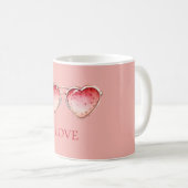 Mug Blush Pink Red Strawberry Heart Glasses (Devant droit)