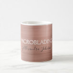 Mug Blush Pink - Rose Gold Foil Microblading Café<br><div class="desc">Blush Pink - Rose Gold Foil Métallique Microblading Eyebrows ou Brows Coffee Cup. Le nom et la profession du contact commercial peuvent être changés pour être utilisés pour n'importe quel type d'entreprise. Veuillez contacter le concepteur pour obtenir d'autres articles correspondants.</div>