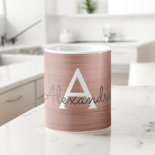 Mug Blush Pink - Rose Gold Metallic Monogram Nom