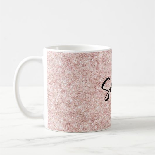 Mug Blush Pink Sparkle Glitter  (Gauche)