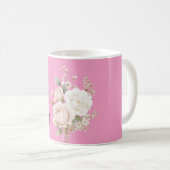 Mug Blush Pink White Roses Floral (Devant droit)