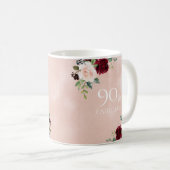 Mug Blush rose Bourgogne rouge 90e anniversaire cadeau (Devant droit)
