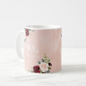 Mug Blush rose Bourgogne rouge 90e anniversaire cadeau (Devant gauche)