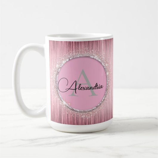 Mug Blush Rose Filleux Monogramme Pailleté (Gauche)