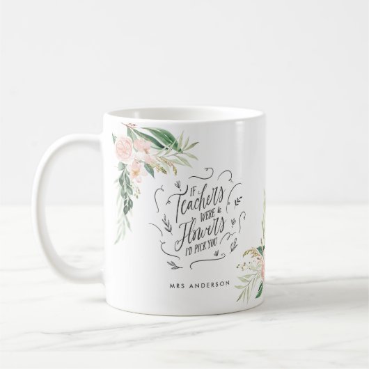 Mug Blush rose floral merci enseignant cadeau (Gauche)
