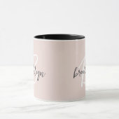 Mug Blush Rose Monogramme de Nom de Style Gris (Centre)