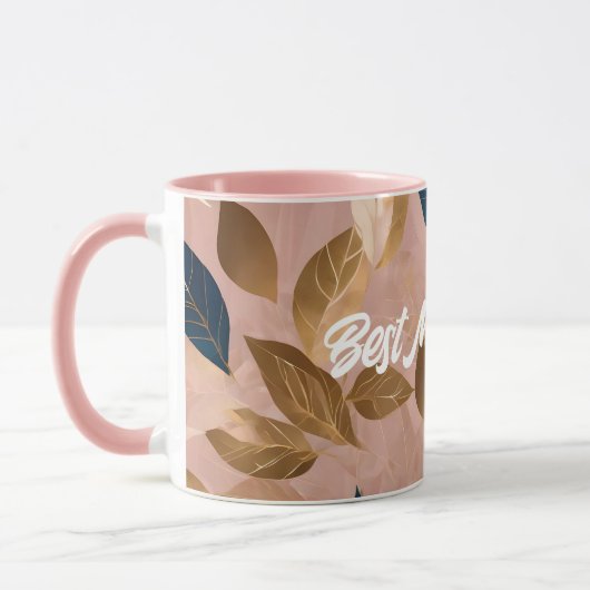 Mug Blush Rose or Boho Feuilles Collection populaire (Gauche)