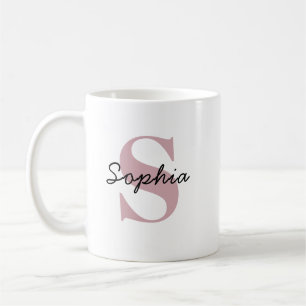 Mug Blush Rose Pâle Monogramme Initiale Nom Personnali