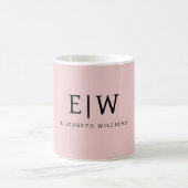 Mug Blush Rose Poussiéreux Féminin Monogramme Nom Mode (Centre)