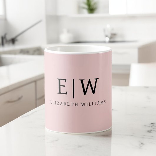 Mug Blush Rose Poussiéreux Féminin Monogramme Nom Mode
