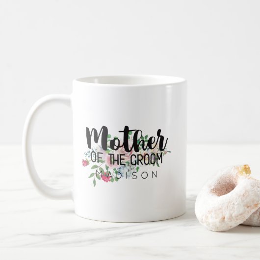 Mug Blushing Rose Floral Mariage Mère de la chambre (Avec donut)