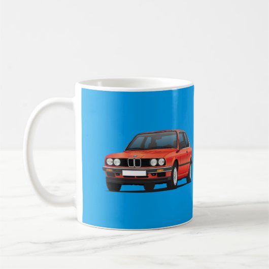 Mug BMW 3 séries, E30, rouge brillant (Gauche)