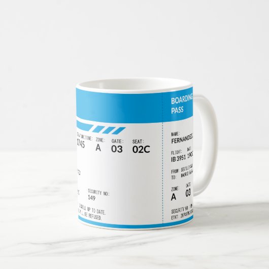 Mug Boarding Pass (blue) (Devant droit)