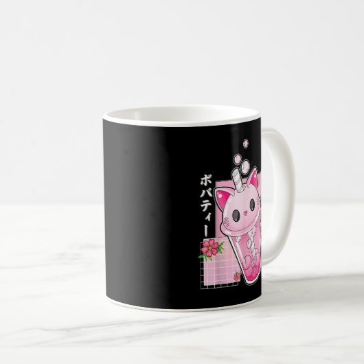 Mug Boba Thé Chat Bubble Thé Kawaii Anime Japonaise Fi (Devant droit)