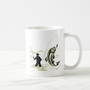 Mug Bobine de bâti de pêcheur de mouche avec l'amorc