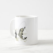 Mug Bobine de bâti de pêcheur de mouche avec l'amorce (Devant gauche)