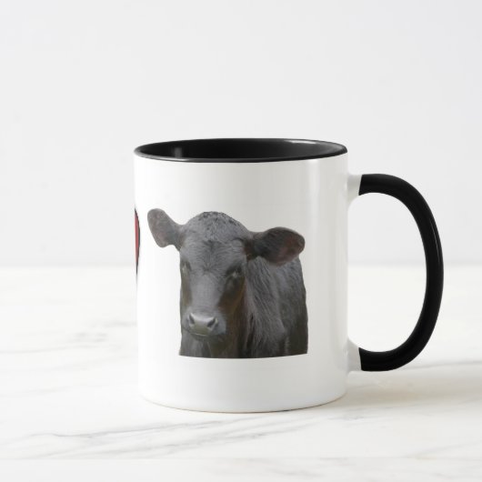 Mug Boeuf noir d'Angus - conception de coeur d'amour (Droite)