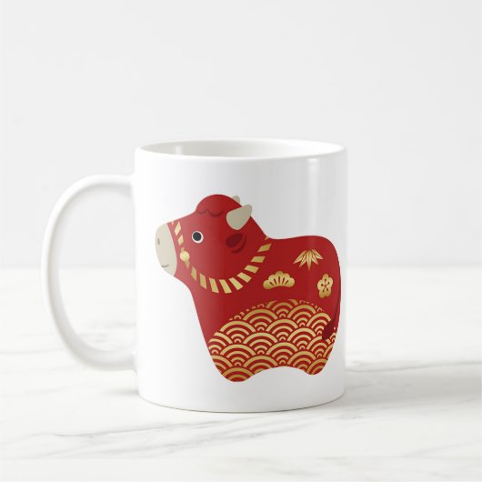 Mug Boeuf rouge mignon, Nouvel An chinois du boeuf (Gauche)