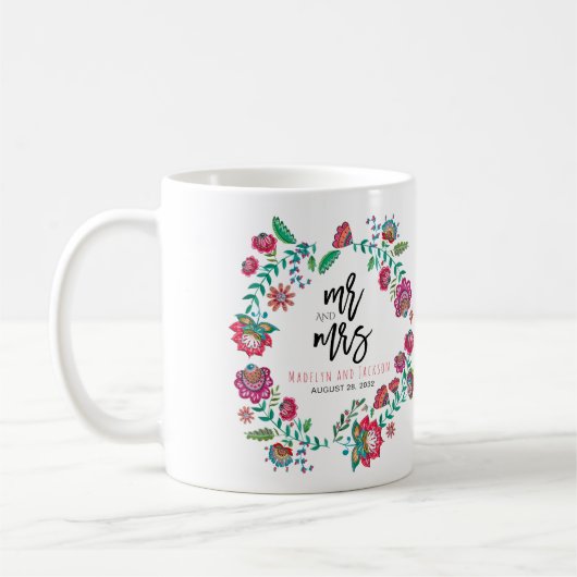 Mug Bohème fleurs mariage multicolore (Gauche)